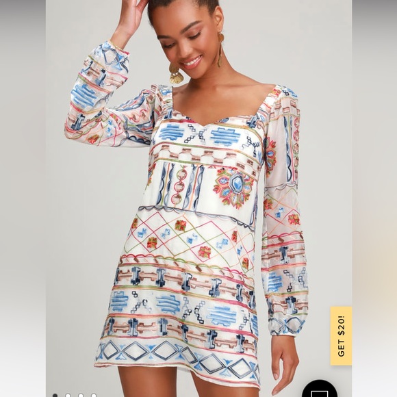 Ali & Jay Olvera Street White Multi Embroidered Mini Dress Medium - Picture 1 of 16
